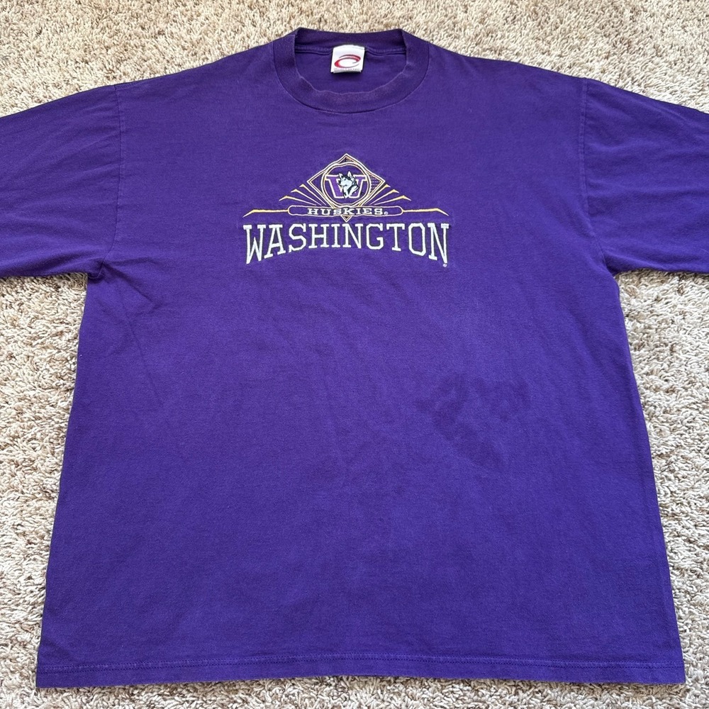 Vintage Cadre Athletic Washington Huskies Embroidered T-Shirt Purple Mens XL